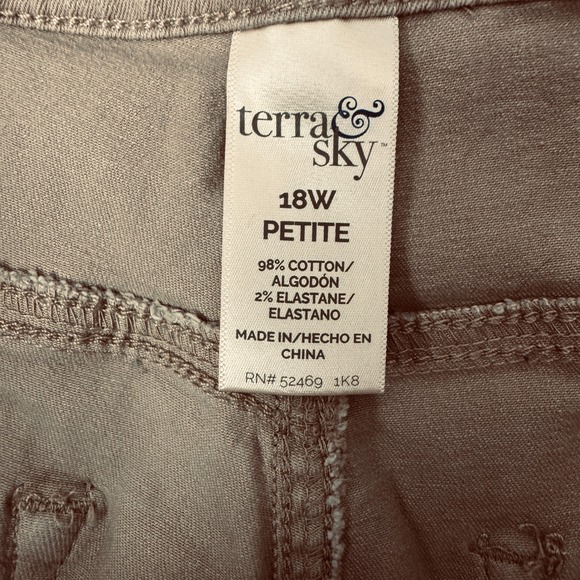 Terra & Sky Straight Jeans Womens 18W Petite Beige Cotton Blend Hi-Rise Zip Fly - Picture 5 of 6